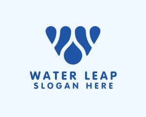 Blue Water Letter W logo design