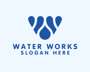 Blue Water Letter W logo design