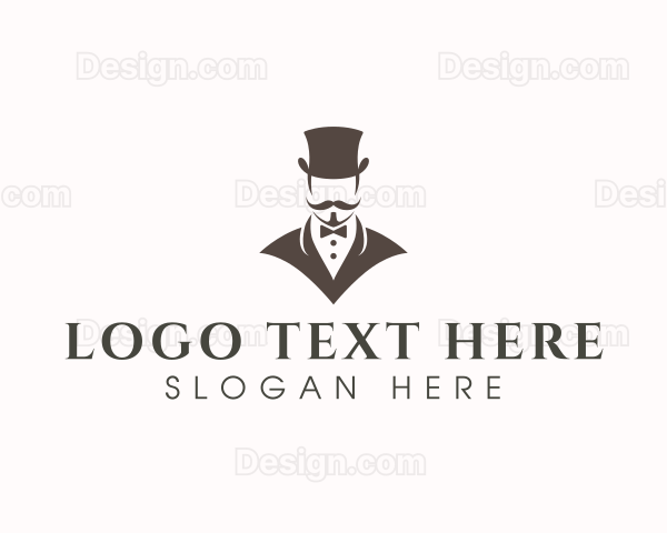 Mustache Hat Gentleman Logo