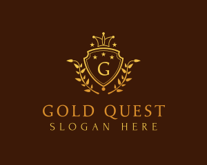 Gold Crown Shield logo design