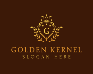 Gold Crown Shield logo design