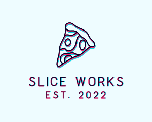 Glitch Pizza Slice logo design