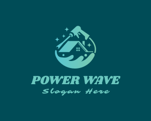 Pressure Wash House Wave logo design