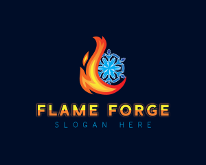 Thermal Flame Snowflake  logo design