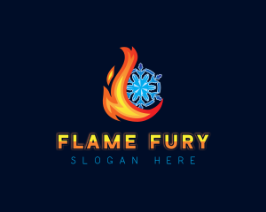 Thermal Flame Snowflake  logo design