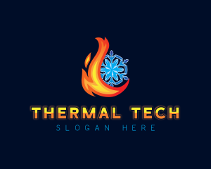 Thermal Flame Snowflake  logo design