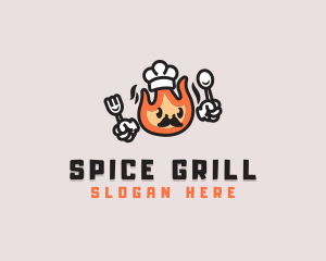 Smoked Chef Fire Grill logo design