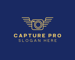 Yellow Camera Wings  logo design