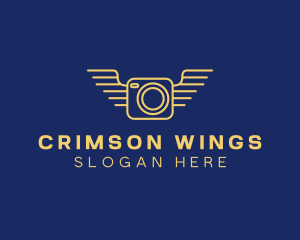 Yellow Camera Wings  logo design