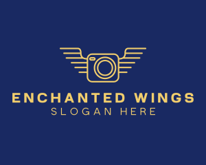 Yellow Camera Wings  logo design