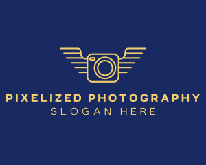 Yellow Camera Wings  logo design