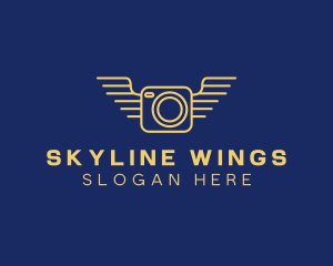 Yellow Camera Wings  logo design