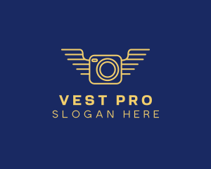 Yellow Camera Wings  logo design