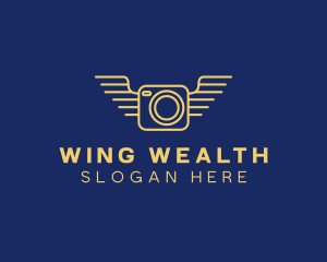 Yellow Camera Wings  logo design