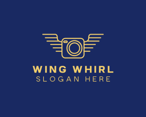 Yellow Camera Wings  logo design