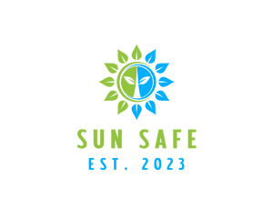 Leaf Sun Flower logo design