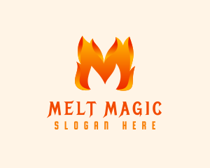 Hot Fire Letter M logo design