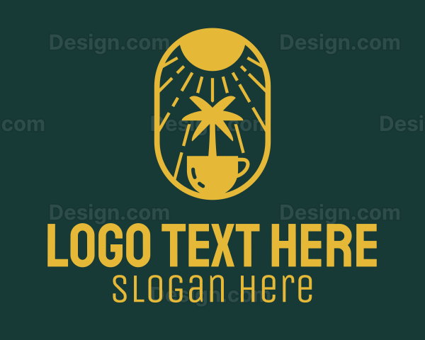 Yellow Tropical Coconut Coffee Logo