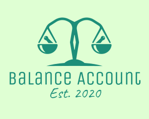 Teal Pharmaceutical Balance Scale logo design