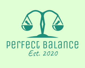 Teal Pharmaceutical Balance Scale logo design