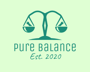 Teal Pharmaceutical Balance Scale logo design