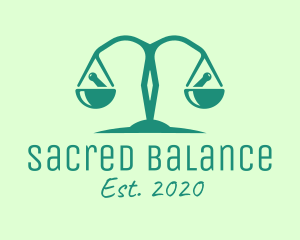 Teal Pharmaceutical Balance Scale logo design