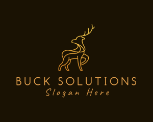 Golden Monoline Deer logo design