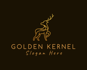 Golden Monoline Deer logo design