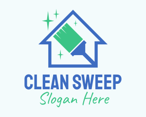 Clean Broom Housekeeper logo design