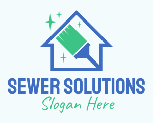 Clean Broom Housekeeper logo design