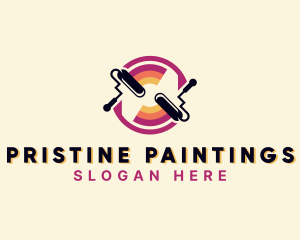 Handyman Paint Roller Renovation logo design