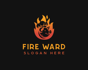 Flaming Pig Barbecue logo design