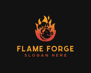 Flaming Pig Barbecue logo design