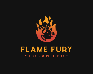 Flaming Pig Barbecue logo design