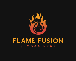 Flaming Pig Barbecue logo design