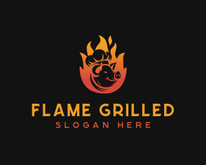 Flaming Pig Barbecue logo design