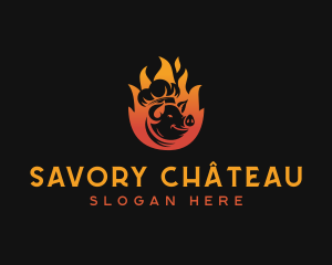 Flaming Pig Barbecue logo design