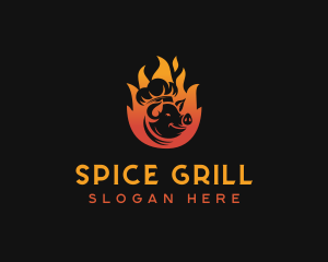 Flaming Pig Barbecue logo design