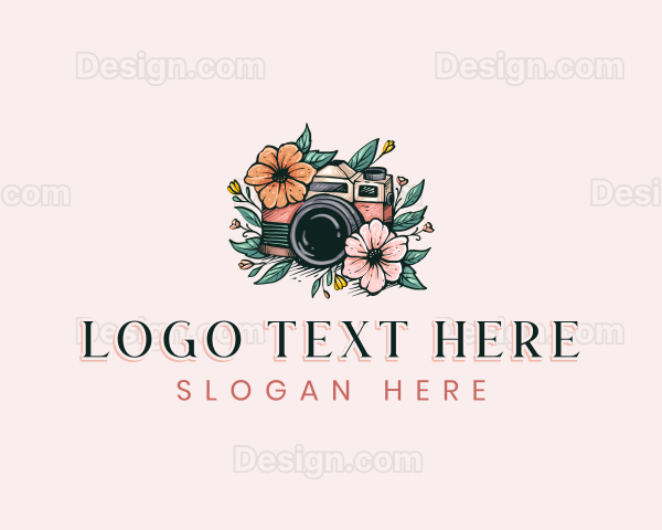 Floral Camera Photography Logo