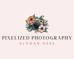 Floral Camera Photography logo design