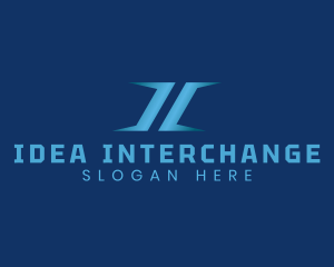 Blue Technology Letter I logo design