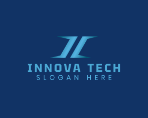 Blue Technology Letter I logo design