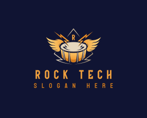 Rock Music Drum Wings logo design