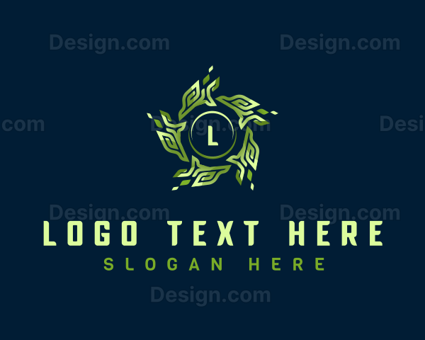 Futuristic Digital Leaves Logo