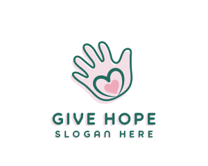 Donation Love Hand Heart logo design