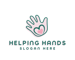 Donation Love Hand Heart logo design