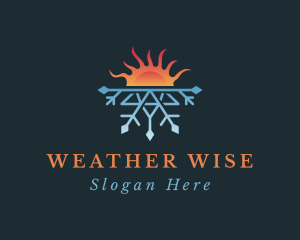 Sun Snowflake Weather logo design