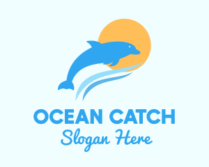 Ocean Sun Dolphin  logo design