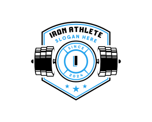 Barbell Dumbbell Gym logo design