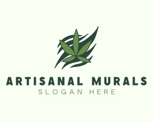 Green Cannabis Marijuana Leaf  logo design